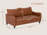 Faux Leather Marble-Effect Two-Seater Sofa - Brown T3398P424908