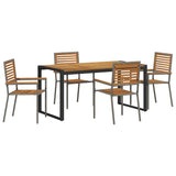 Garden Dining Set 5 pcs Grey and Brown Poly Rattan 3365476