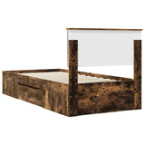 Bed Frame with Headboard Smoked Oak 90 x 200 cm Engineered Wood 3408806