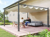3 x 3 Metal Pergola with Retractable Roof and Magnetic Fixture, Outdoor Gazebo Garden Pergola Kit T3398P328486