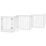 Dog Gate with Door Foldable 15 Panels White 750 cm Poplar Wood 3155649