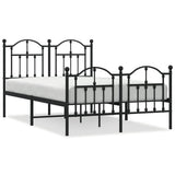 Metal Bed Frame without Mattress with Footboard Black 120x190cm 353454