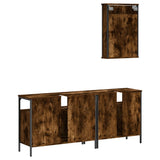 3 Piece Bathroom Furniture Set Smoked Oak Engineered Wood 3214787