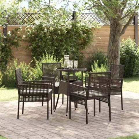 Garden Dining Set 5 pcs Brown Poly rattan 3334944