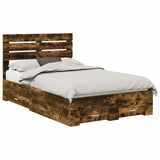 Bed Frame with Drawer Smoked Oak 135 x 190 cm Engineered Wood 3411655
