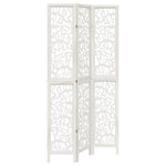 Room Divider 3 Panels White Solid Wood Paulownia 358736