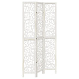 Room Divider 3 Panels White Solid Wood Paulownia 358736