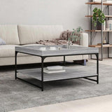 Coffee Table Grey Sonoma 80x80x45 cm Engineered Wood and Iron 832816