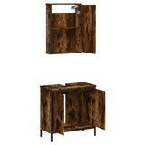 2 Piece Bathroom Furniture Set Smoked Oak Engineered Wood 3214782