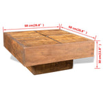 ZNTS Coffee Table Brown Square Solid Mango Wood 241132