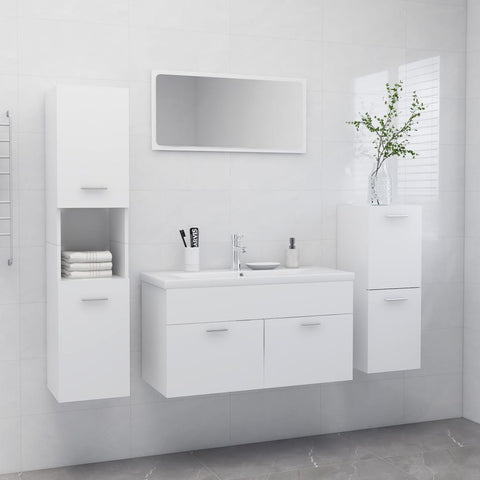 ZNTS Bathroom Furniture Set White Engineered Wood 3071378