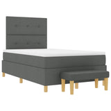 ZNTS Box Spring Bed with Mattress & Bench Dark Grey 120x200 cm Fabric 3344290