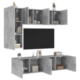 5 Piece TV Wall Units Concrete Grey Engineered Wood 3216467