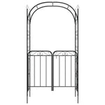 Garden Arch with Gate Black 108x45x235 cm Steel 319352