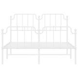 Metal Bed Frame without Mattress with Footboard White 150x200cm 373956