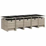 15 Piece Garden Dining Set with Cushions Light Grey Poly Rattan 3210635