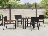 Garden Dining Set with Cushion 5 pcs Black Poly Rattan 3379703