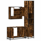 3 Piece Bathroom Furniture Set Smoked Oak Engineered Wood 3301102