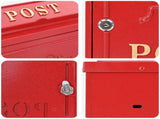 Wall Mounted Mailbox Red 29 x 13 x 41 cm Cast Aluminum 42023498