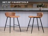 Bar Stools Set of 2, PU Leather Upholstered Bar Chairs, Breakfast Kitchen Counter Chairs with Backs, T3398P328311