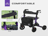 Folding Rollator Walker with Seat, Backrest, Lightweight Walking Frame with Storage Bag, Dual T3398P343246