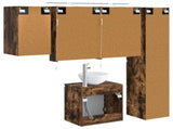 Bathroom Cabinet Set 5 pcs Smoked Oak Engineered Wood 3407291
