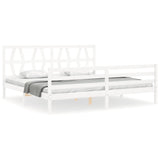 Bed Frame without Mattress White 200x200 cm Solid Wood 3194397