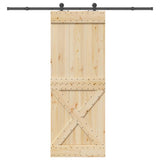 Sliding Door with Hardware Set 85x210 cm Solid Wood Pine 3332768