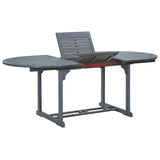 Garden Dining Set Grey Solid Acacia Wood 7 Piece Set Foldable 47278