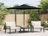 Garden Parasol with LEDs and Steel Pole Black 225x225x212cm 4005072