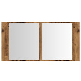 LED Mirror Cabinet Old Wood 90x12x45 cm Engineered Wood 856284