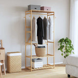 Clothes Rack with Shelves 80x40x175 cm Bamboo 4008922