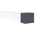 Dog House with Run Anthracite 214x1273x181 cm Galvanised Steel 3189124