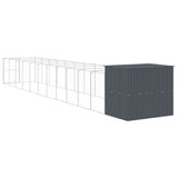 Dog House with Run Anthracite 214x1273x181 cm Galvanised Steel 3189124