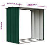 Log Storage Shed Galvanised Steel 172x91x154 cm Green 47080