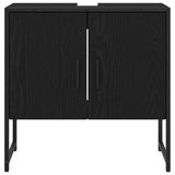 Bathroom Furniture Set with Shelf 4 pcs Black Engineered wood 3334411