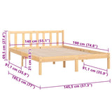810062 Bed Frame without Mattress Solid Wood 140x190 cm