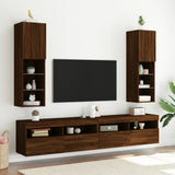TV Cabinet with LED Lights Brown Oak 30.5x30x102 cm 837027