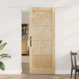 Sliding Door Brown 78 x 202 cm Solid Pine Wood 3333218
