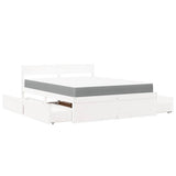 Bed with Drawers and Mattress White 140x200 cm Solid Wood Pine 3281899