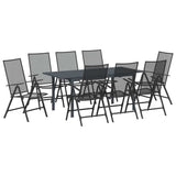 Garden Dining Set 9 pcs Anthracite Powder-coated Steel 3378815