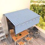 ZNTS Manual Retractable Awning with Blind 4.5x3m Blue&White 3069436