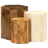 246321 Coffee Table Set 3 Pieces Solid Mango Wood