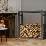 Firewood Rack Grey 100x25x100 cm Solid Wood Pine 822424