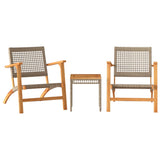 3 Piece Bistro Set Beige Poly Rattan and Solid Wood Acacia 365867