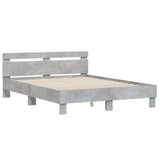 Bed Frame with LED without Mattress Concrete Grey 140x190 cm 3207563