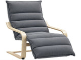 Curved Wooden Accent Chair, with Adjustable Footrest - Drak Grey T3398P344221