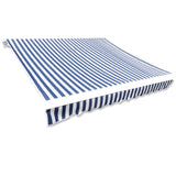 ZNTS Awning Top Sunshade Canvas Blue & White 450x300 cm 143700