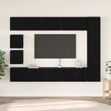 TV Cabinet Set Wall-mounted 10 pcs Black Oak Engineered Wood 3393244