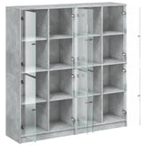 Bookcase with Doors Concrete Grey 136x37x142 cm Engineered Wood 3206520